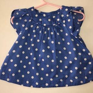 Baby Gap Blue and White Polka Dot Blouse